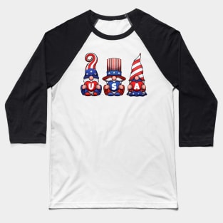 4th of July USA Gnomes Baseball T-Shirt